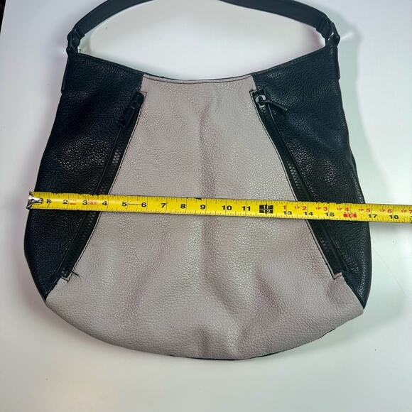Colab Gray & Black Vegan Leather Large Size Minimalist Mod Hobo Bag Purse - Picture 9 of 9